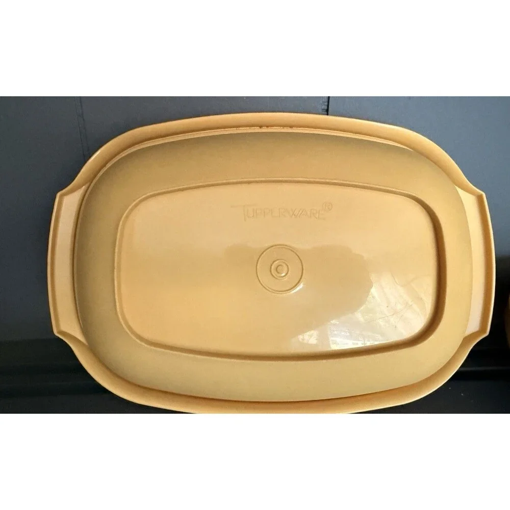 Vintage 1970's 3pc Tupperware Harvest Gold Microwave Steamer USA